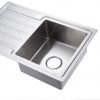 304 stainless steel hand made drop in kitchen sink with drainer right hand bowl