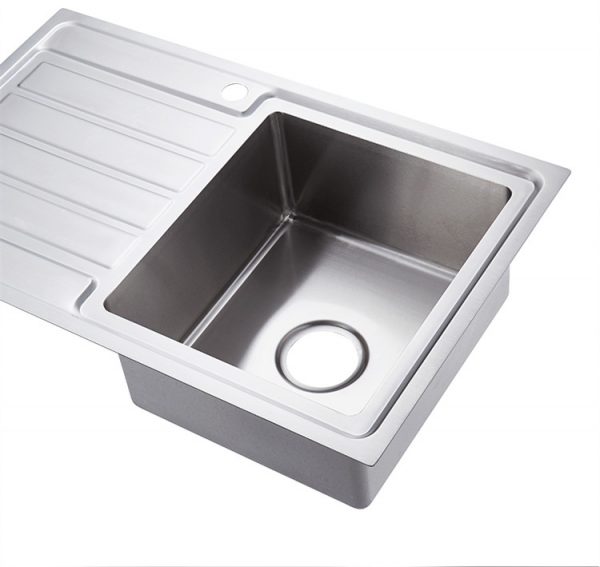 304 stainless steel hand made drop in kitchen sink with drainer right hand bowl