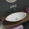 500mm Above Counter Oval Solid Surface Stone Wash Basin Matt White