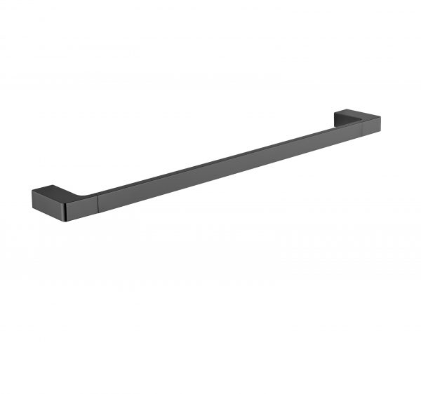 800mm black square single towel rail
