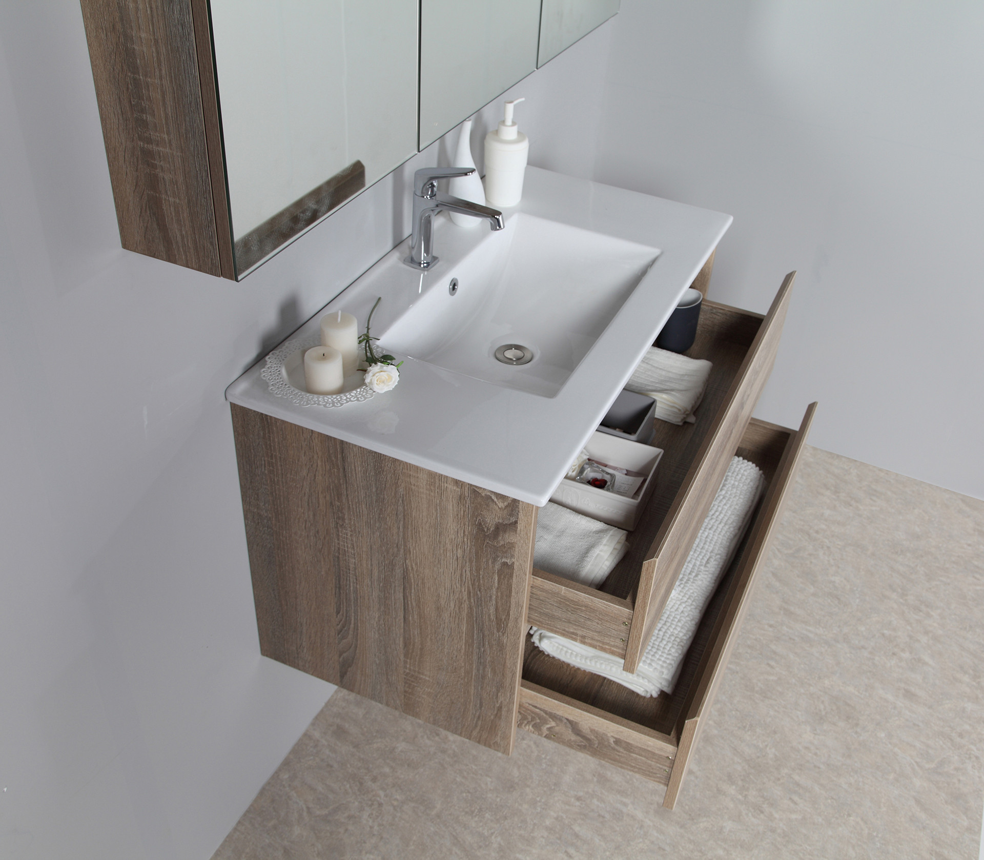 Rio 900mm Wall Hung Vanity Cabinet Only, Bathroom Vanity Drawers Only