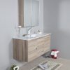 1200mm oak wall hung vanity with ceramic top