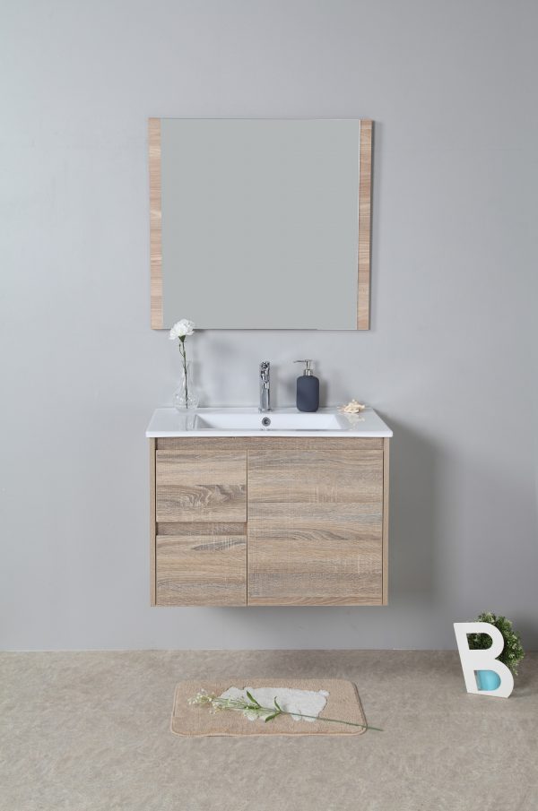 750mm oak wall hung vanity cabinet only