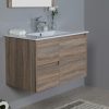 900mm oak wall hung vanity with ceramic top