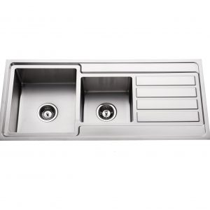 hand made 304 stainless steel quarter double bowl kitchen sink with right hand drainer