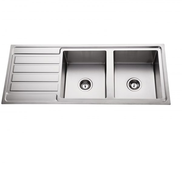 304 Stainless steel double bowl top mount kitchen sink right hand bowl