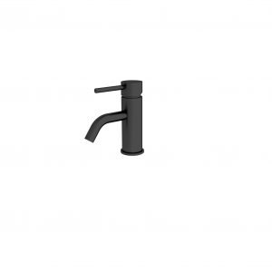 Pin lever round basin mixer with curve spout black