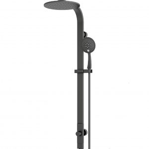 Luxury black round rain shower set with handheld shower