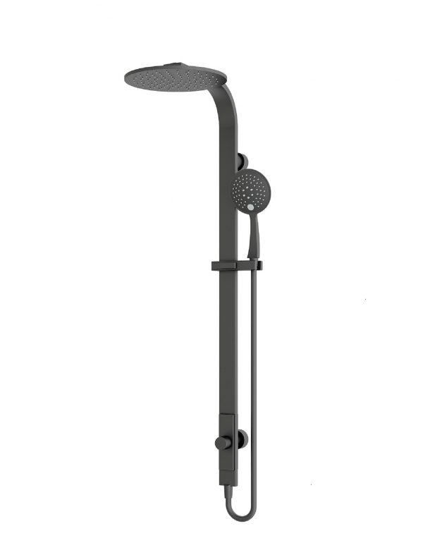 Luxury black round rain shower set with handheld shower