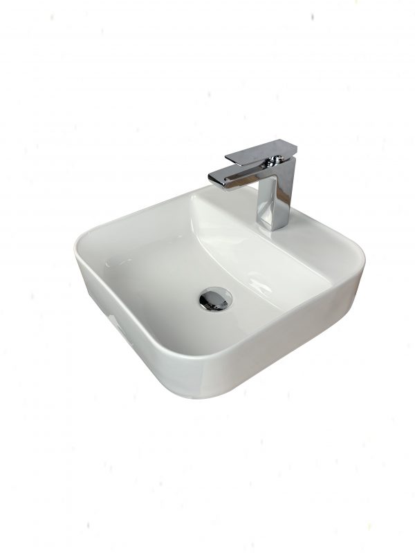 Camber square above counter wash basin with taphole