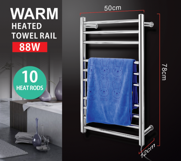 Round 10 heat rods heated towel rail