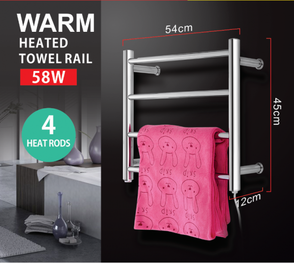 round 4 heat rods heated towel rail