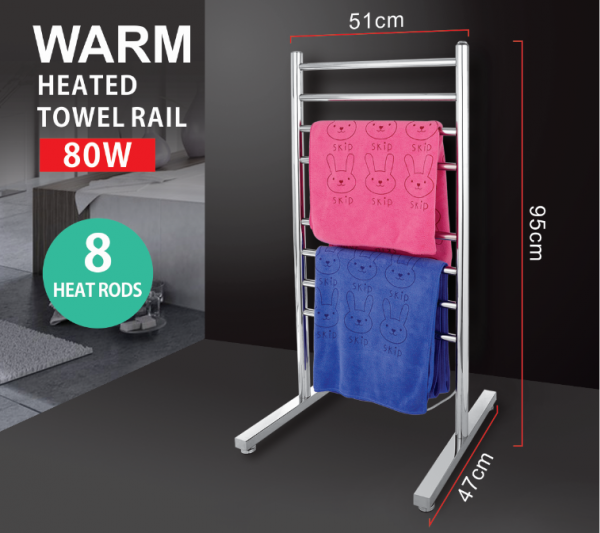 Round 8 heat rods free standing heated towel rail