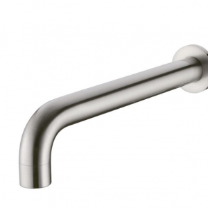Brushed nickel round curved fixed basin bath spout