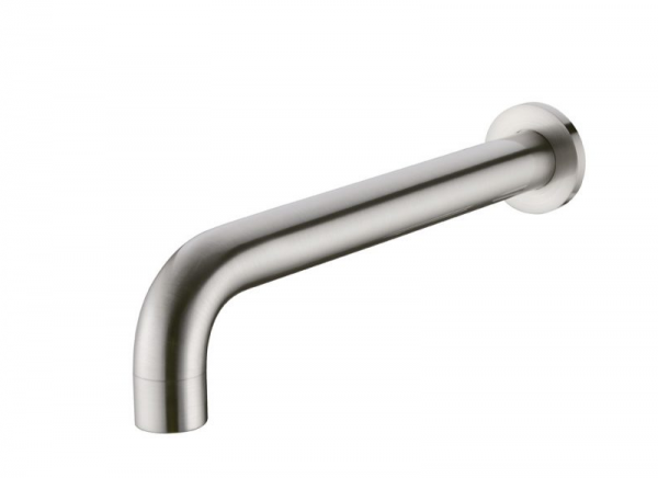 Brushed nickel round curved fixed basin bath spout