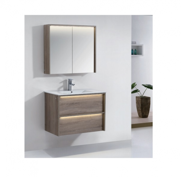 Divine oak wall hung vanity 750mm with LED lights and Sensor switch